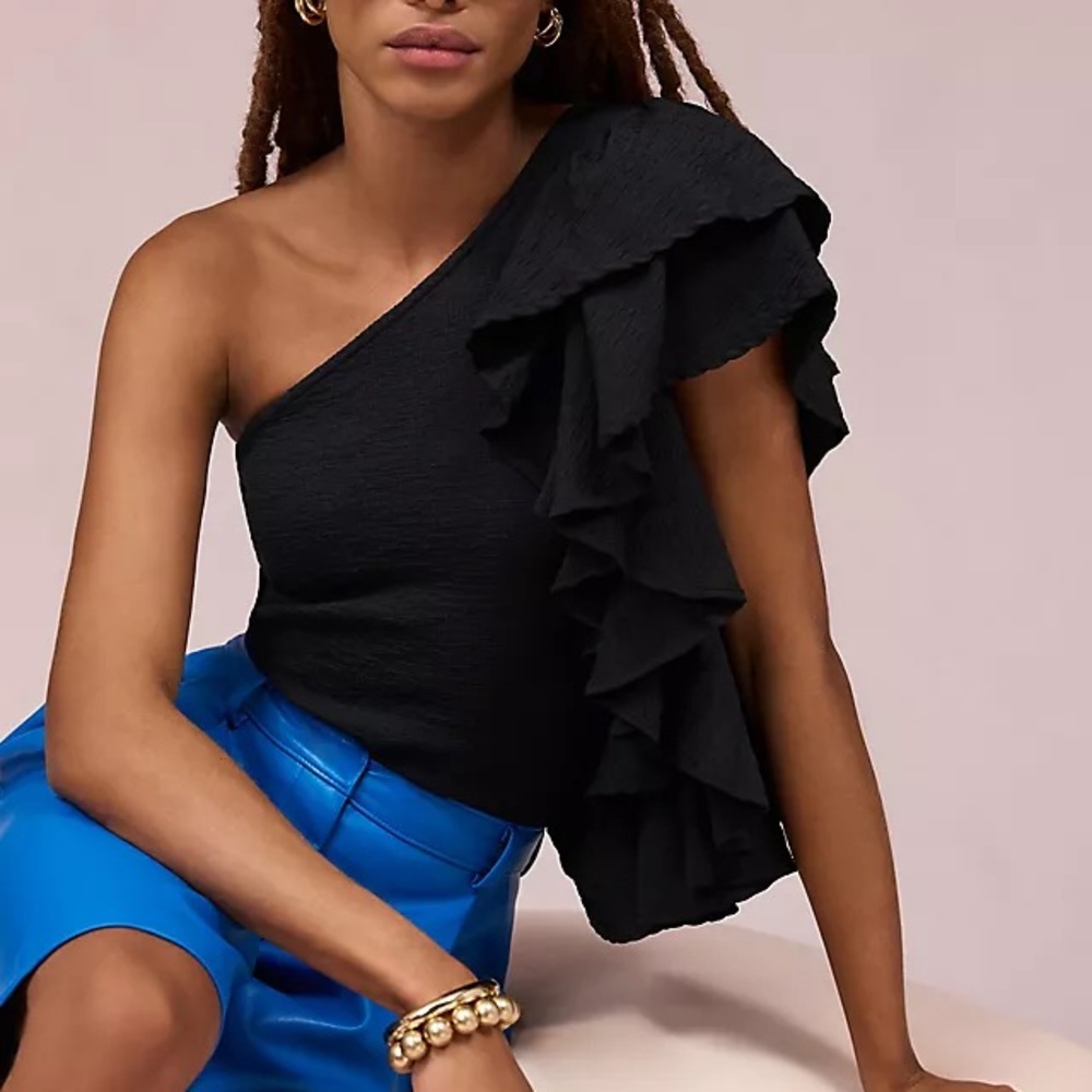 By Anthropologie Ruffled One-Shoulder Top